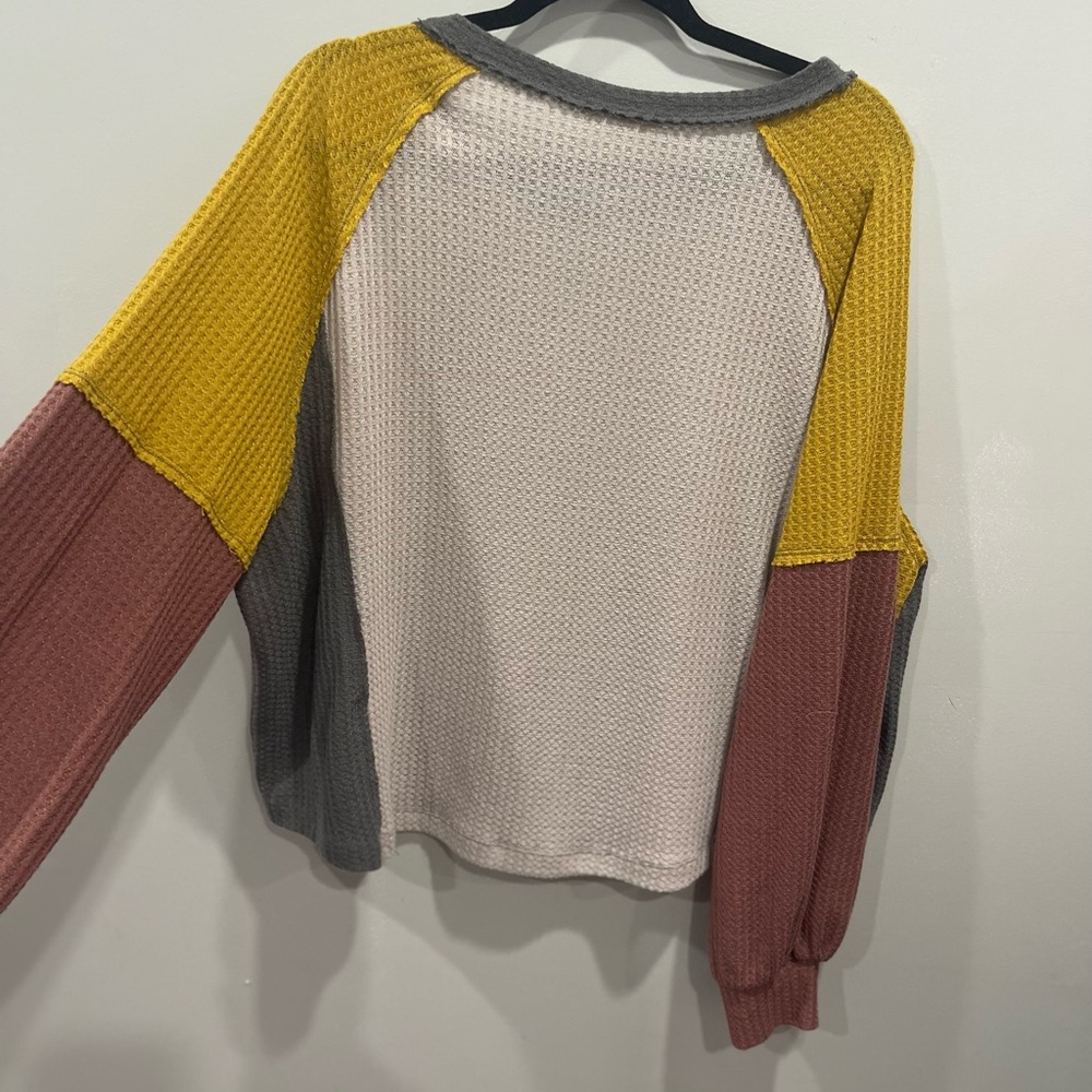 In Bloom Women's Sweater - Mustard, Pink, and Gray